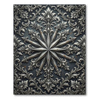 Ornate Silver Star Baroque Crest Rug