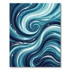 Abstract Ocean Blue Swirl Wave Rug