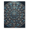 Distressed Blue Grey Sacred Lotus Mandala Rug