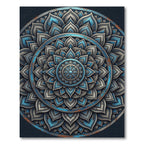 Distressed Blue Grey Sacred Lotus Mandala Rug