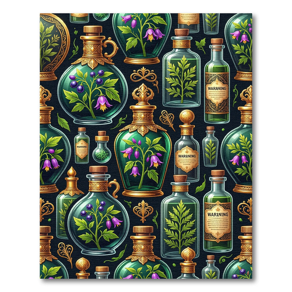 Enchanted Emerald Potion Bottle Illustration Rug
