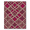 Ornate Crimson Lattice Floral Damask Rug