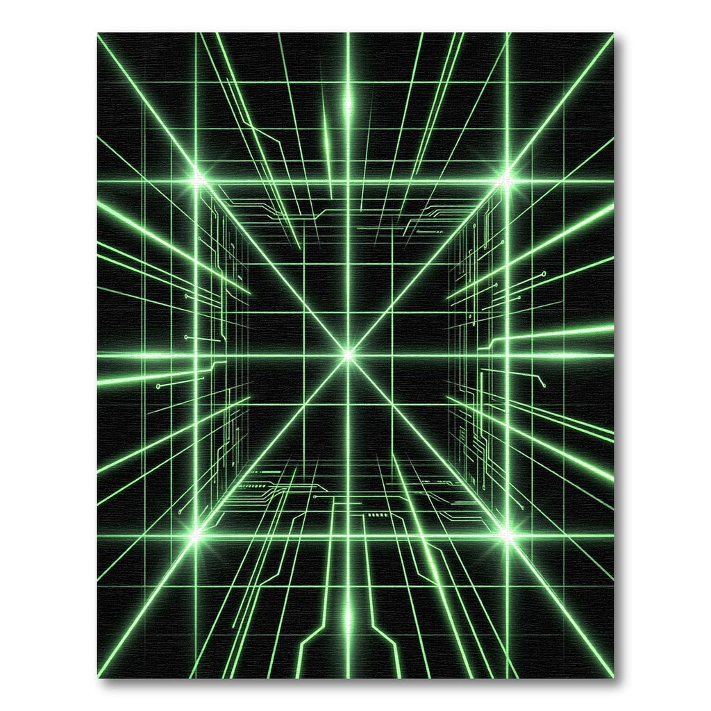 Glowing Neon Cyber Grid Matrix Rug
