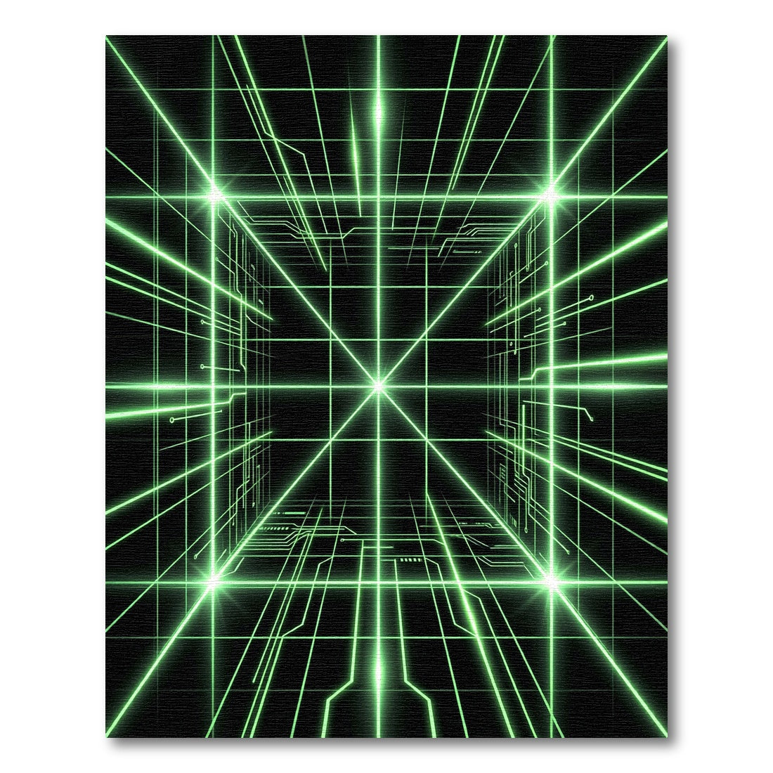 Glowing Neon Cyber Grid Matrix Rug