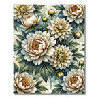 Elegant Cream Peony Watercolor Botanical Rug