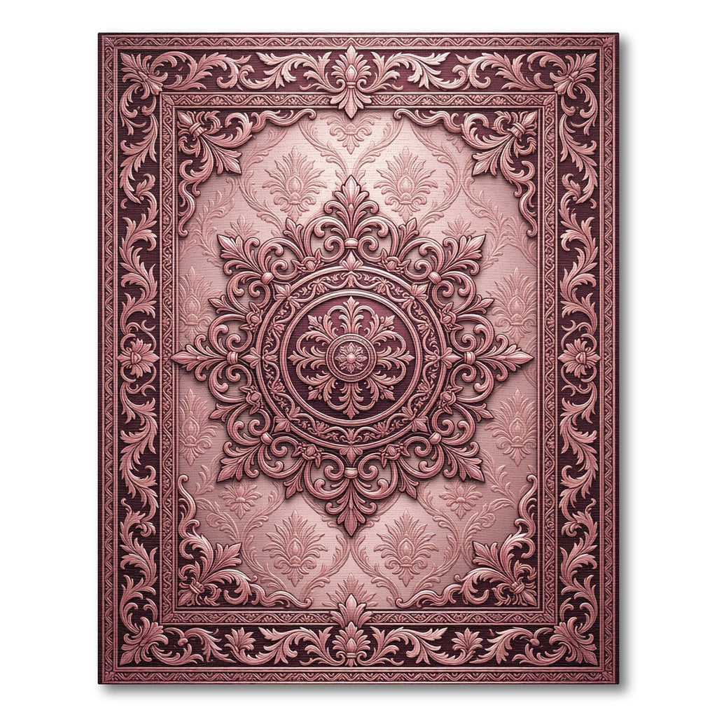Ornate Rose Gold Medallion Rug