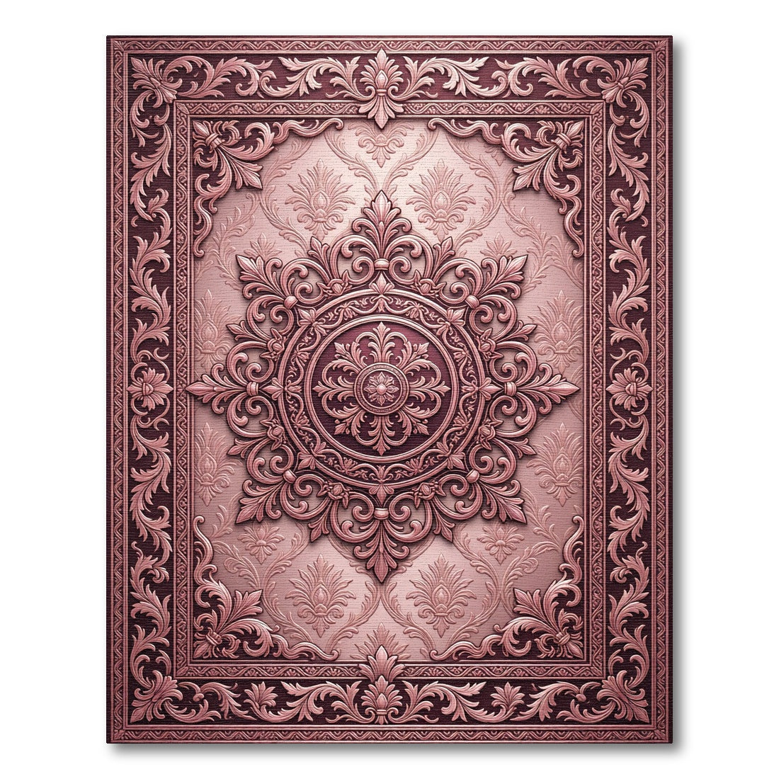 Ornate Rose Gold Medallion Rug