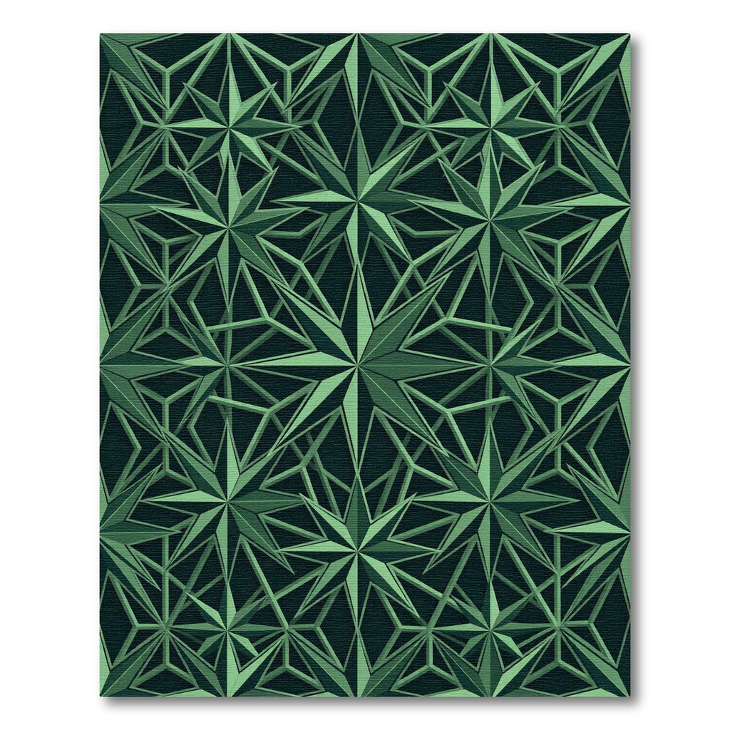 Geometric Emerald Starburst Lattice Rug