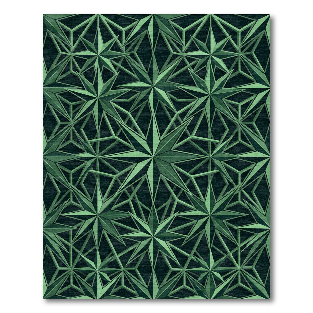 Geometric Emerald Starburst Lattice Rug