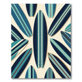 Coastal Blue Striped Surfboard Composition Rug