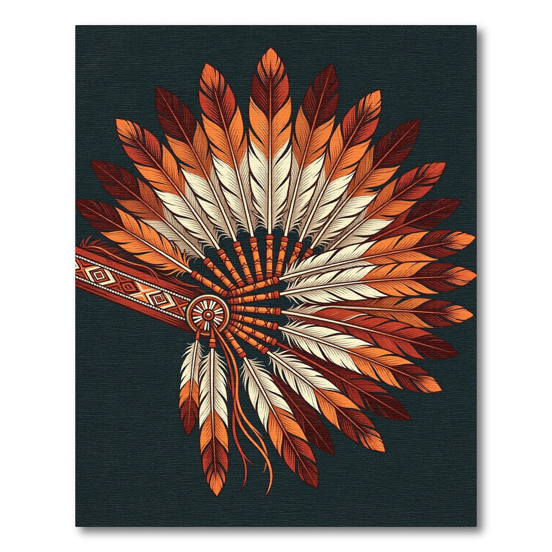 Warm Feather Headdress Arrangement Rug