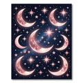 Pink Cosmic Crescent Moon Stars Rug