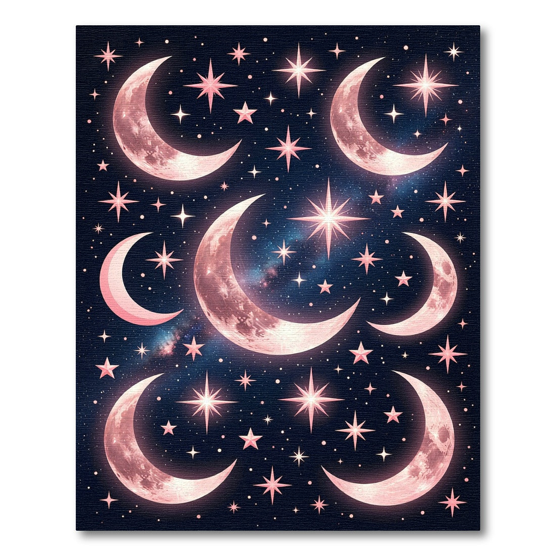 Pink Cosmic Crescent Moon Stars Rug