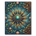 Gilded Celestial Globe Sun Teal Medallion Rug