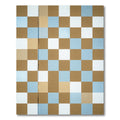 Brown Blue White Checkerboard Square Rug