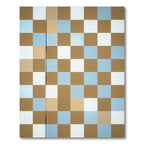 Brown Blue White Checkerboard Square Rug
