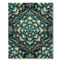 Teal Gold Intricate Medallion Floral Rug