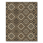 Elegant Gold Geometric Brocade Tile Rug