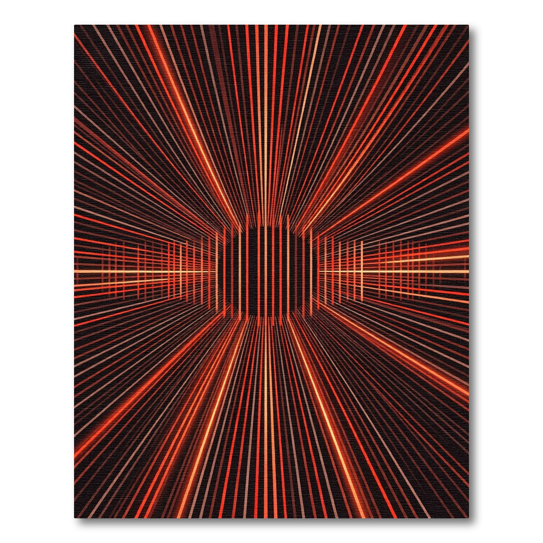 Crimson Orange Linear Perspective Rug