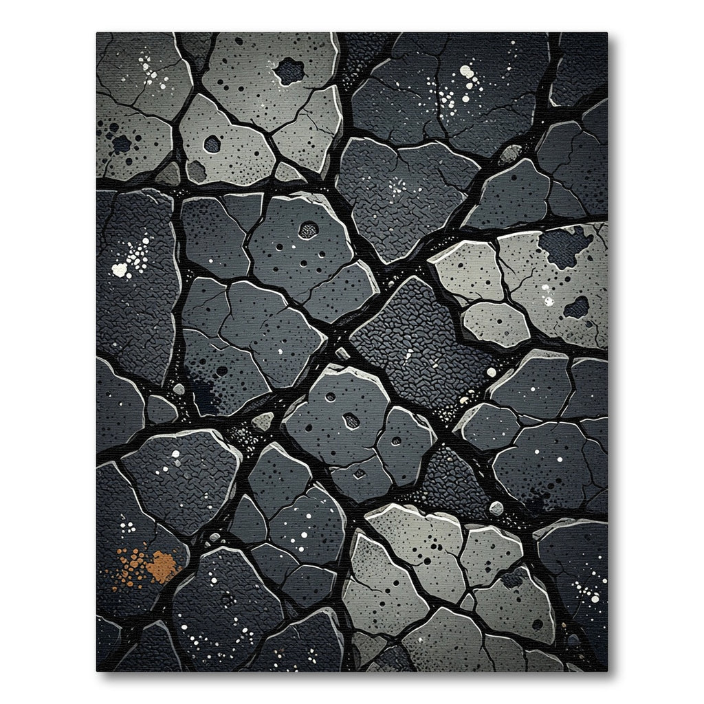 Cracked Stone Textured Mosaic Rug