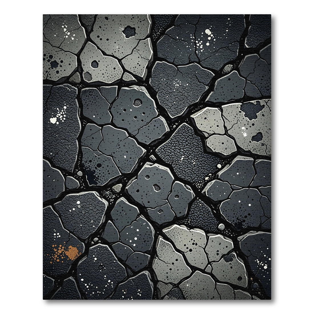 Cracked Stone Textured Mosaic Rug