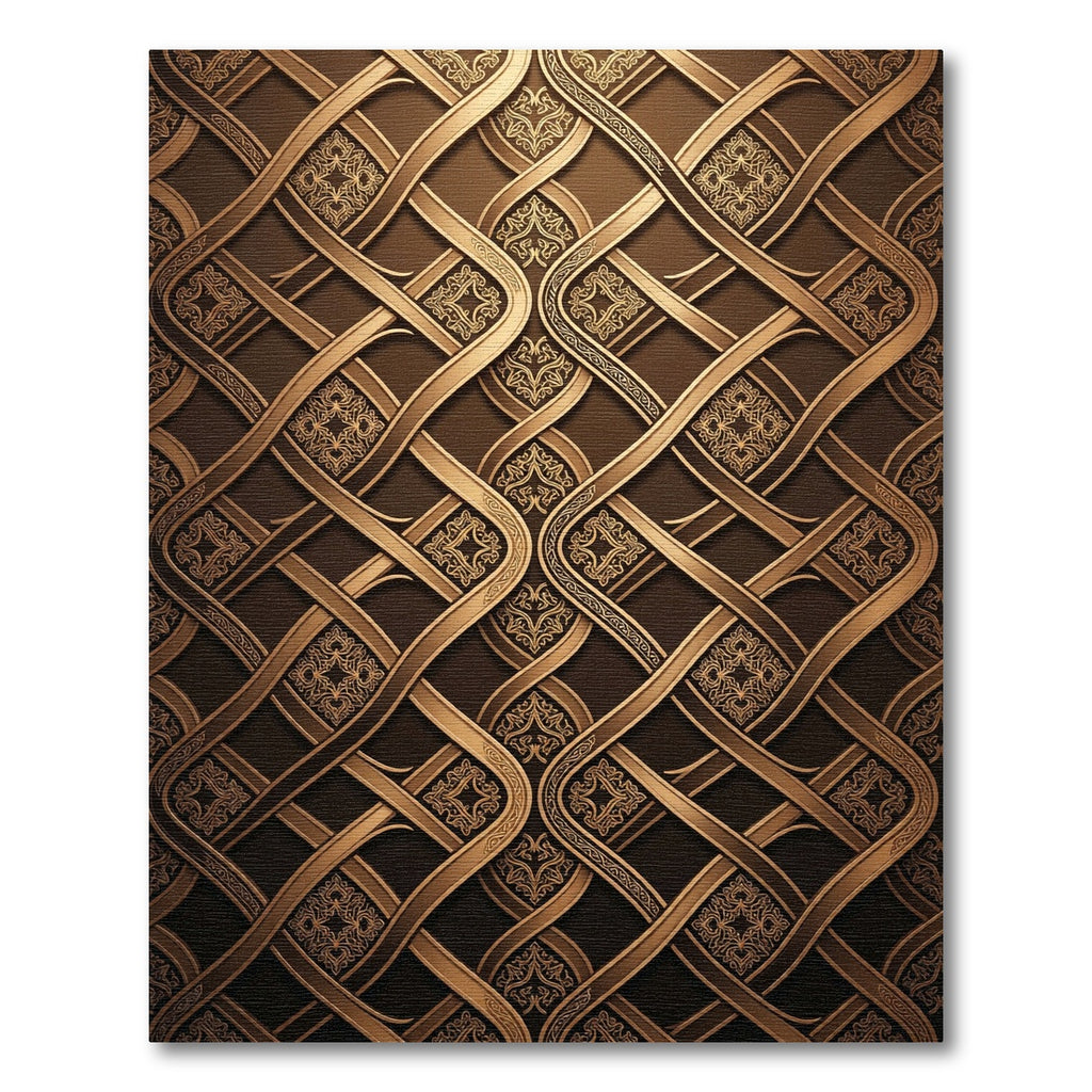 Oriental Bronze Interlocking Scroll Rug