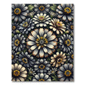 Monochromatic Floral Arrangement Black Canvas Rug