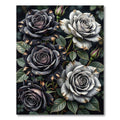 Black and White Rose Blossom Garden Rug