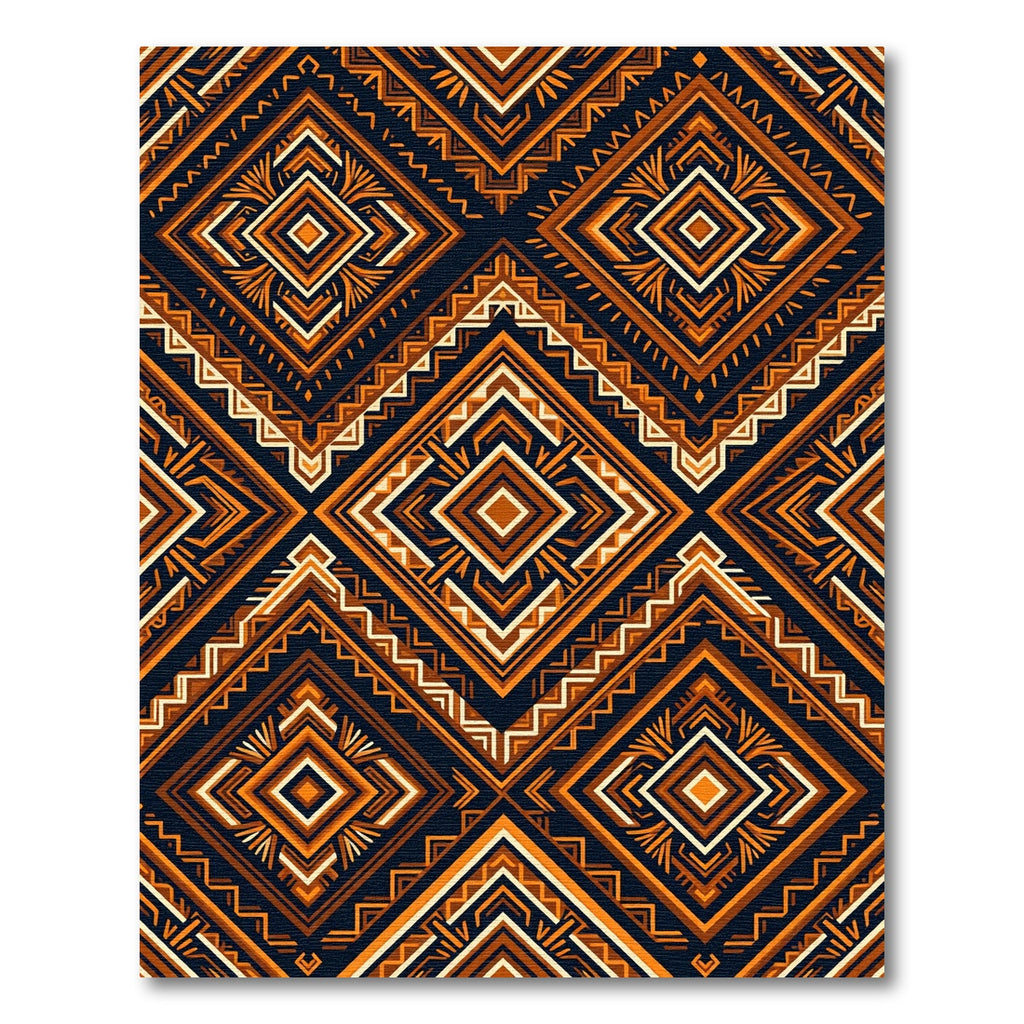 Bold Amber Geometric Tribal Diamond Rug