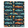Vintage Racing Car Trophy Grid Rug