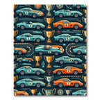 Vintage Racing Car Trophy Grid Rug