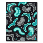 Abstract Teal and Gray Organic Swirls Rug