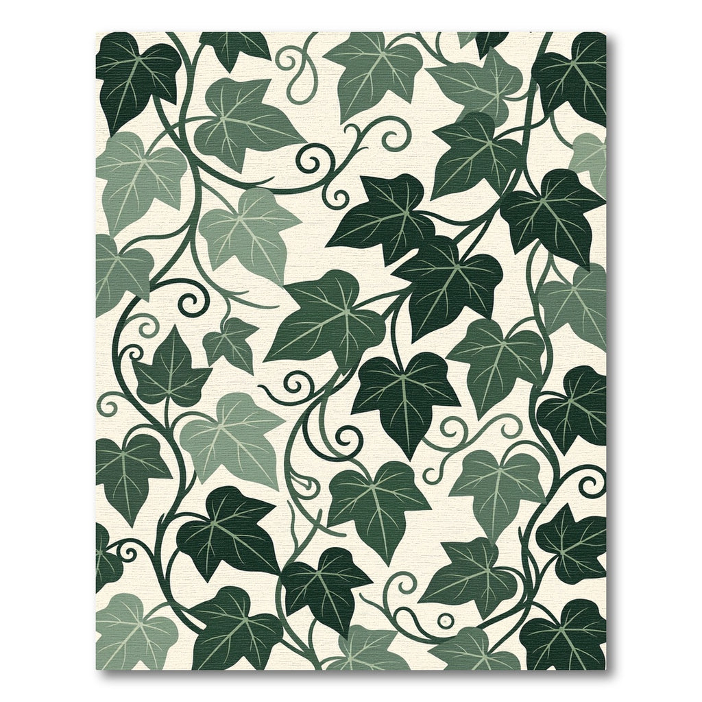 Lush Emerald Ivy Leaf Botanical Scroll Rug