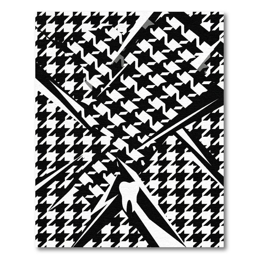 Bold Black and White Houndstooth Abstract Rug