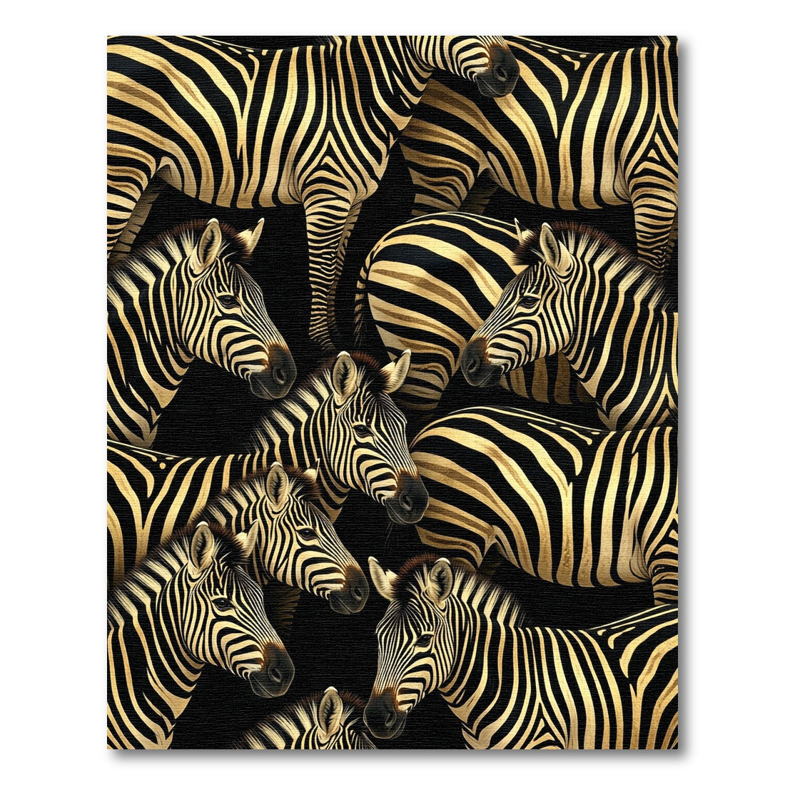 Bold Gold Zebra Stripe Collage Rug