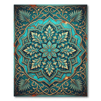 Teal Floral Medallion with Ornate Filigree Rug