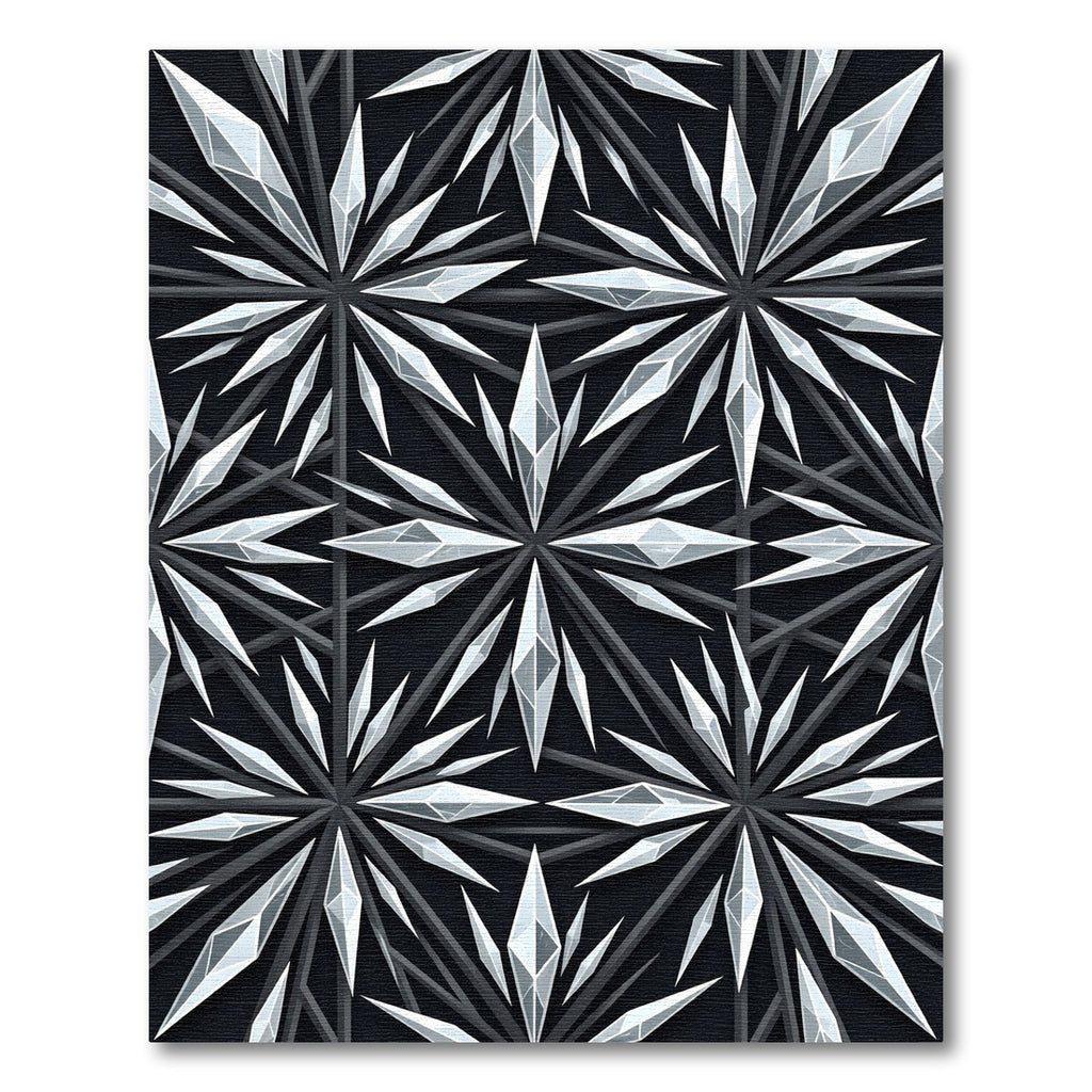 Monochromatic Crystal Starburst Geometric Tile Rug