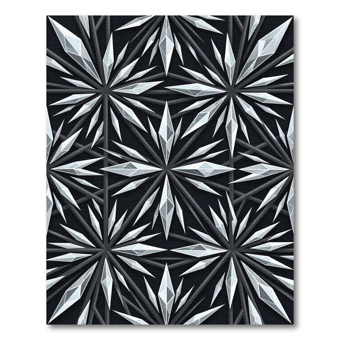 Monochromatic Crystal Starburst Geometric Tile Rug