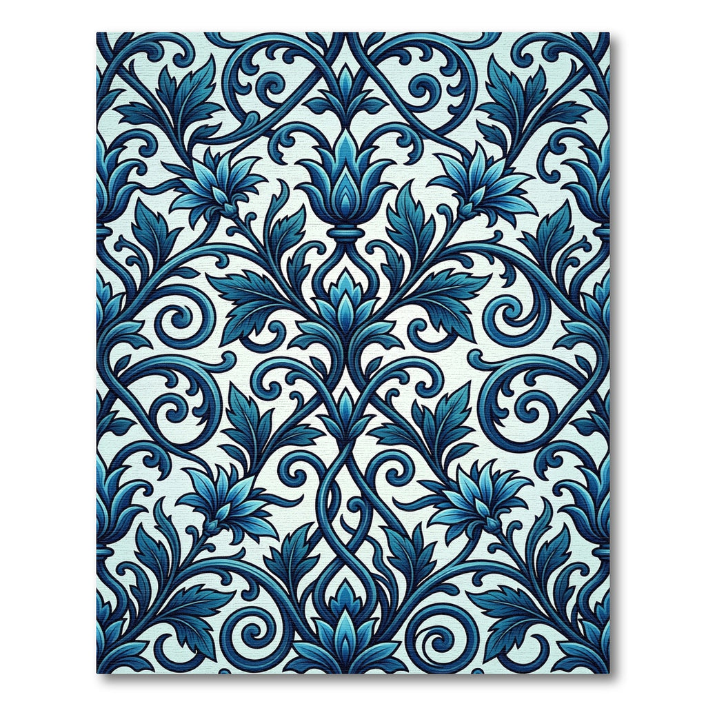 Deep Teal Floral Scrollwork Rug