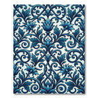 Deep Teal Floral Scrollwork Rug