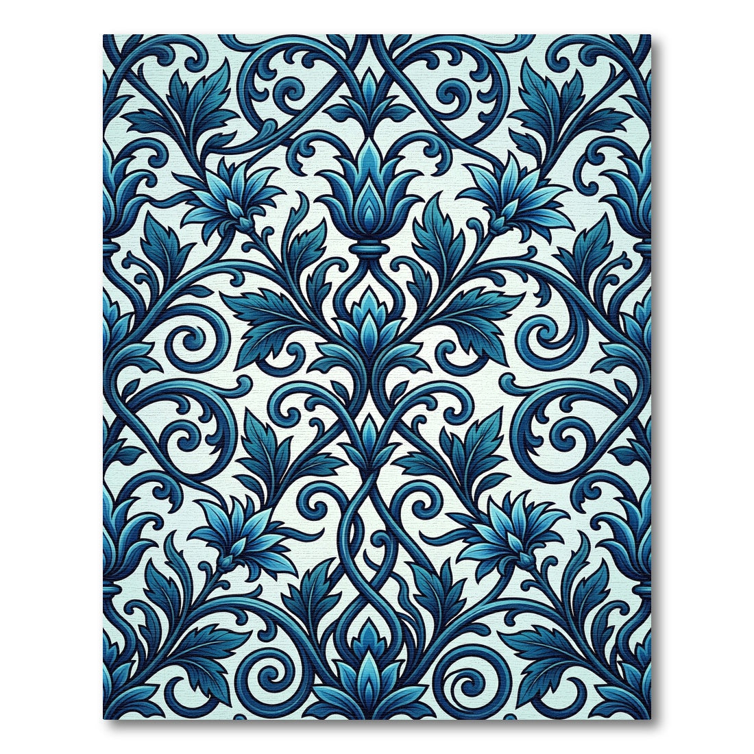 Deep Teal Floral Scrollwork Rug