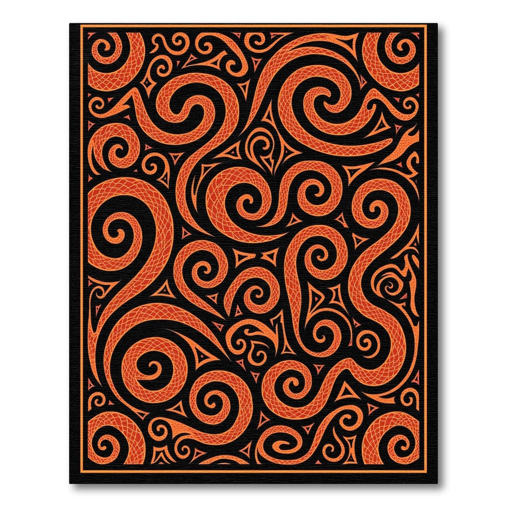 Orange Serpent Swirl Abstract Composition Rug