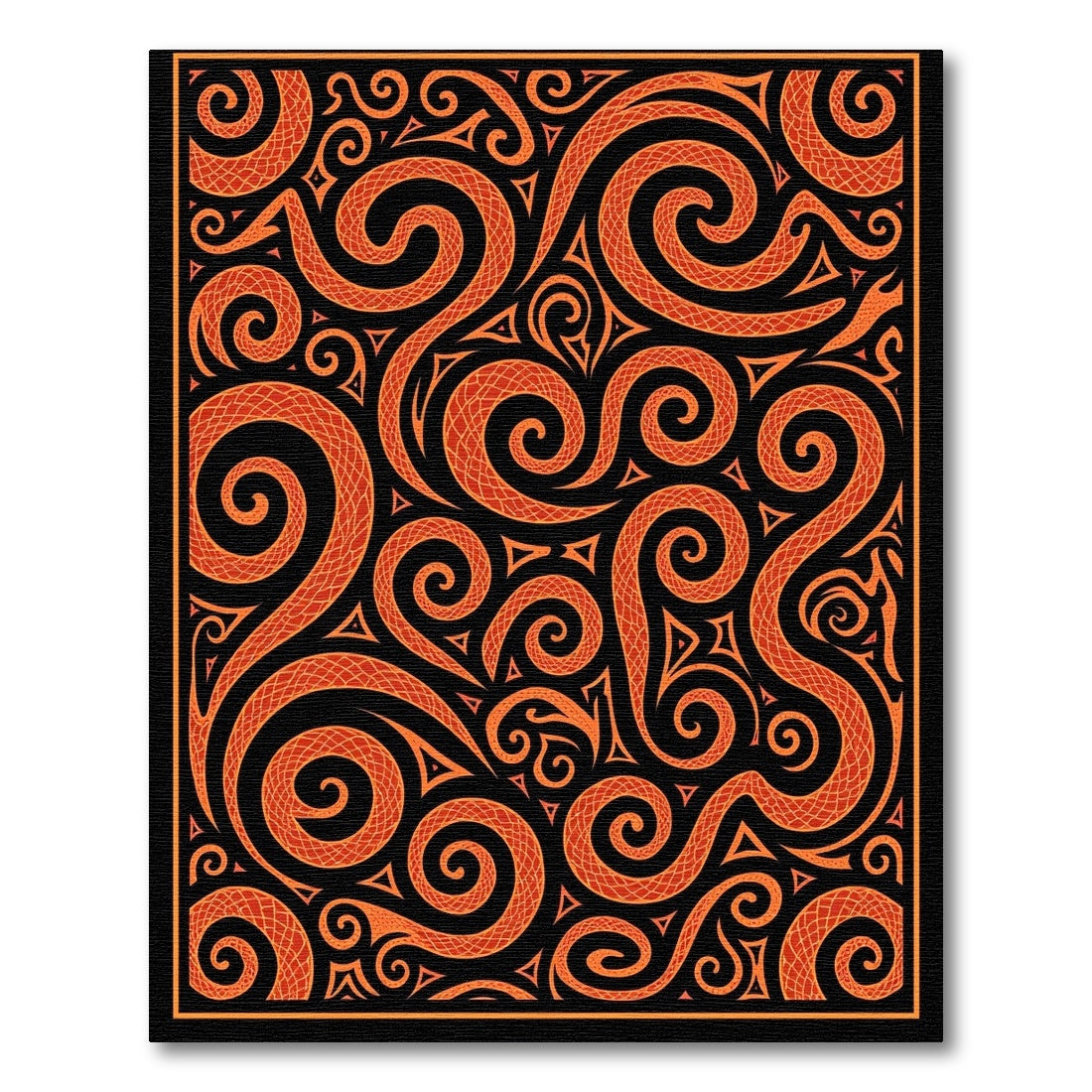 Orange Serpent Swirl Abstract Composition Rug