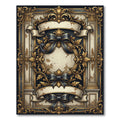 Ornate Gold Black Ribbon Baroque Frame Rug