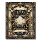 Ornate Gold Black Ribbon Baroque Frame Rug