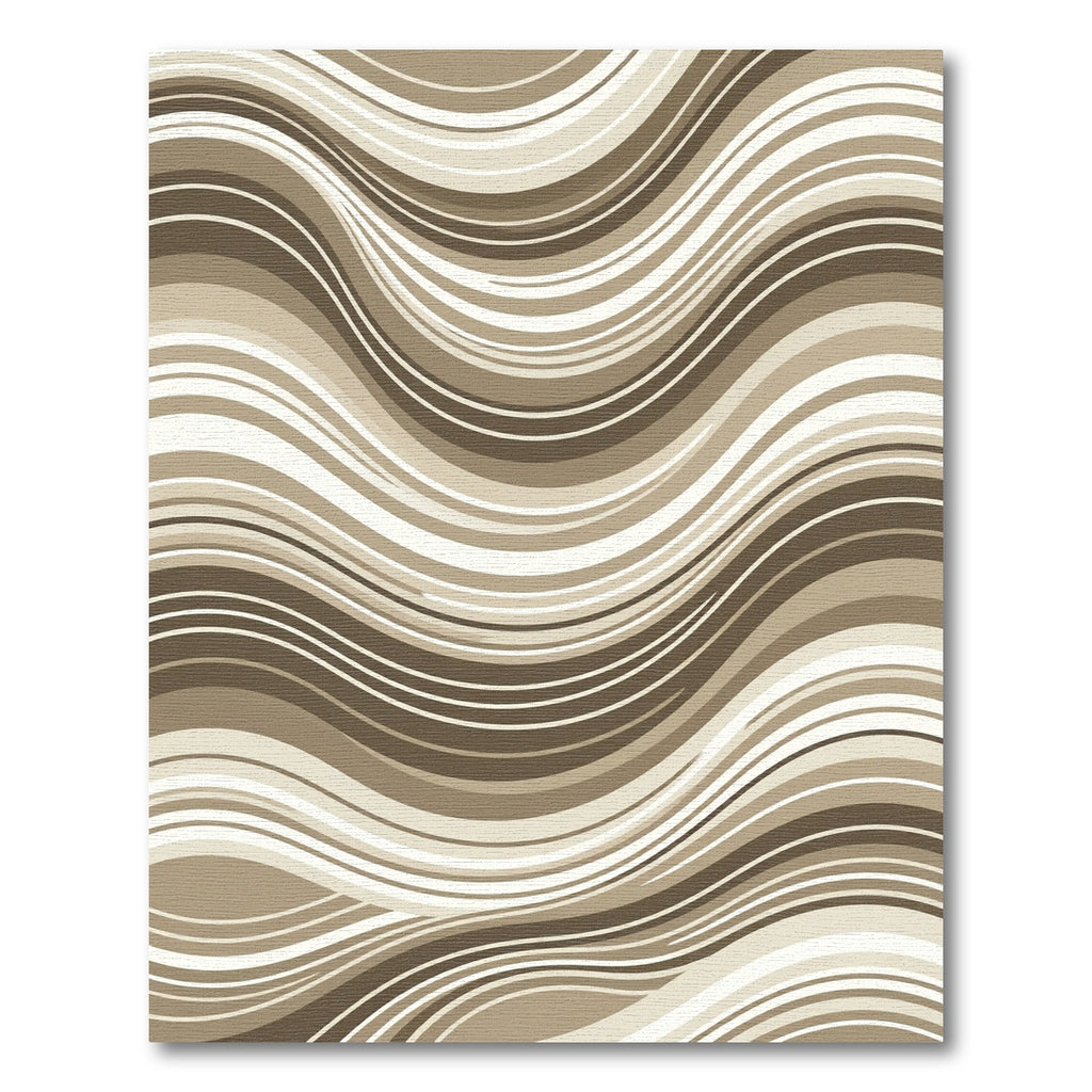 Neutral Earth Tones Wavy Stripe Rug