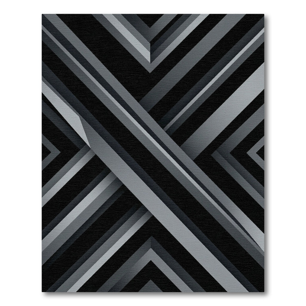 Modern Monochrome Geometric Angular Layers Rug