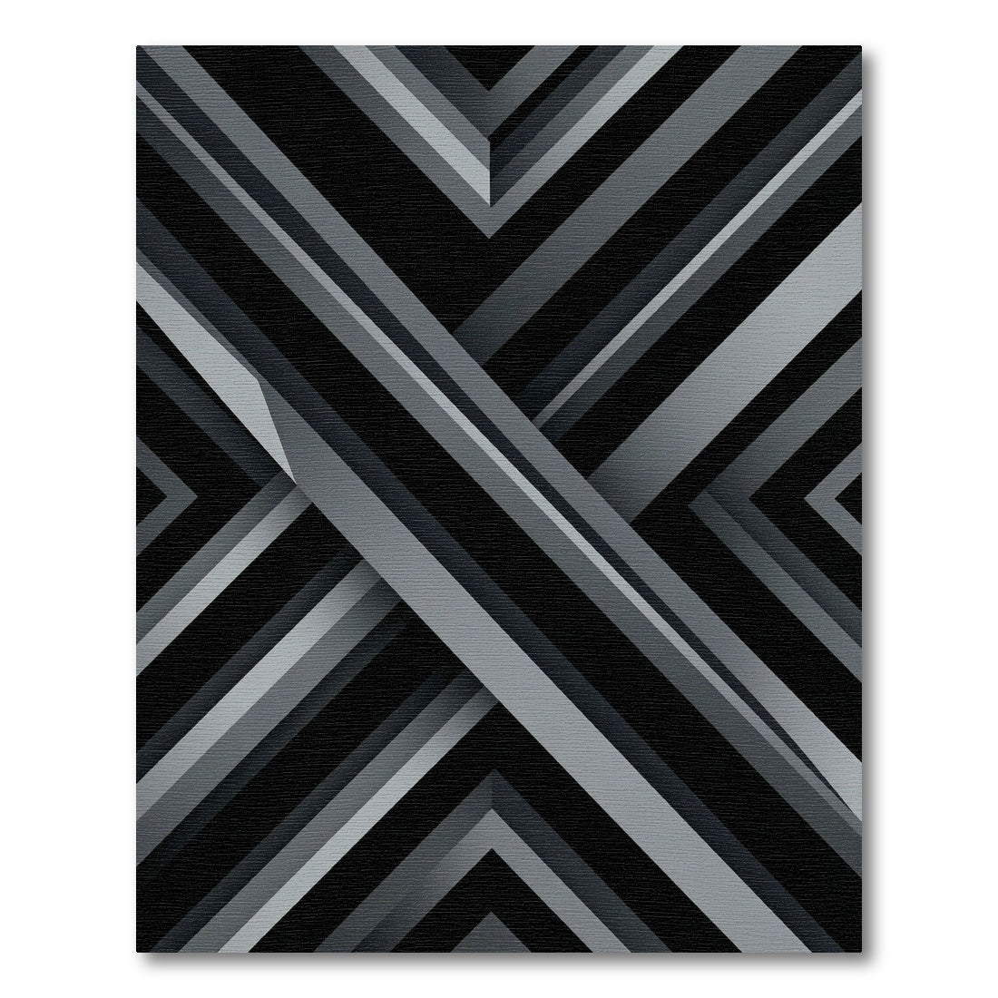 Modern Monochrome Geometric Angular Layers Rug