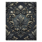 Ornate Dark Floral Shell Swirl Rug