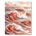 Abstract Terracotta Ocean Wave Rug